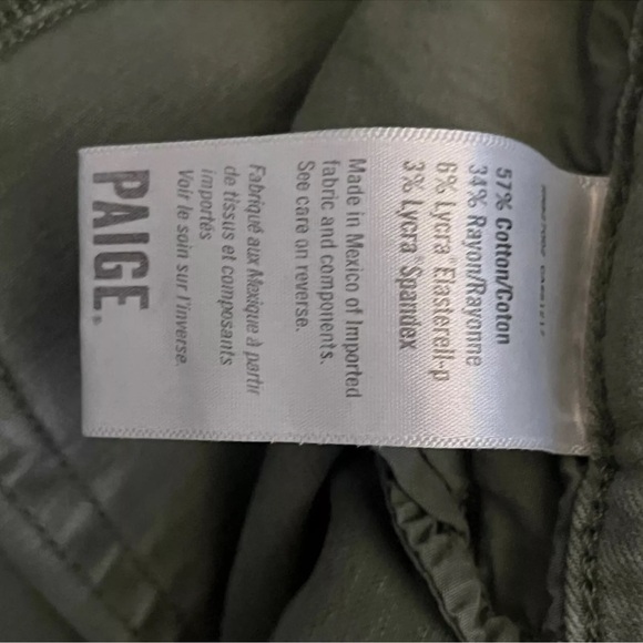 Paige Olive Green Straight Leg Cargo Pants - Size 28 - super Stretchy - Picture 3 of 9